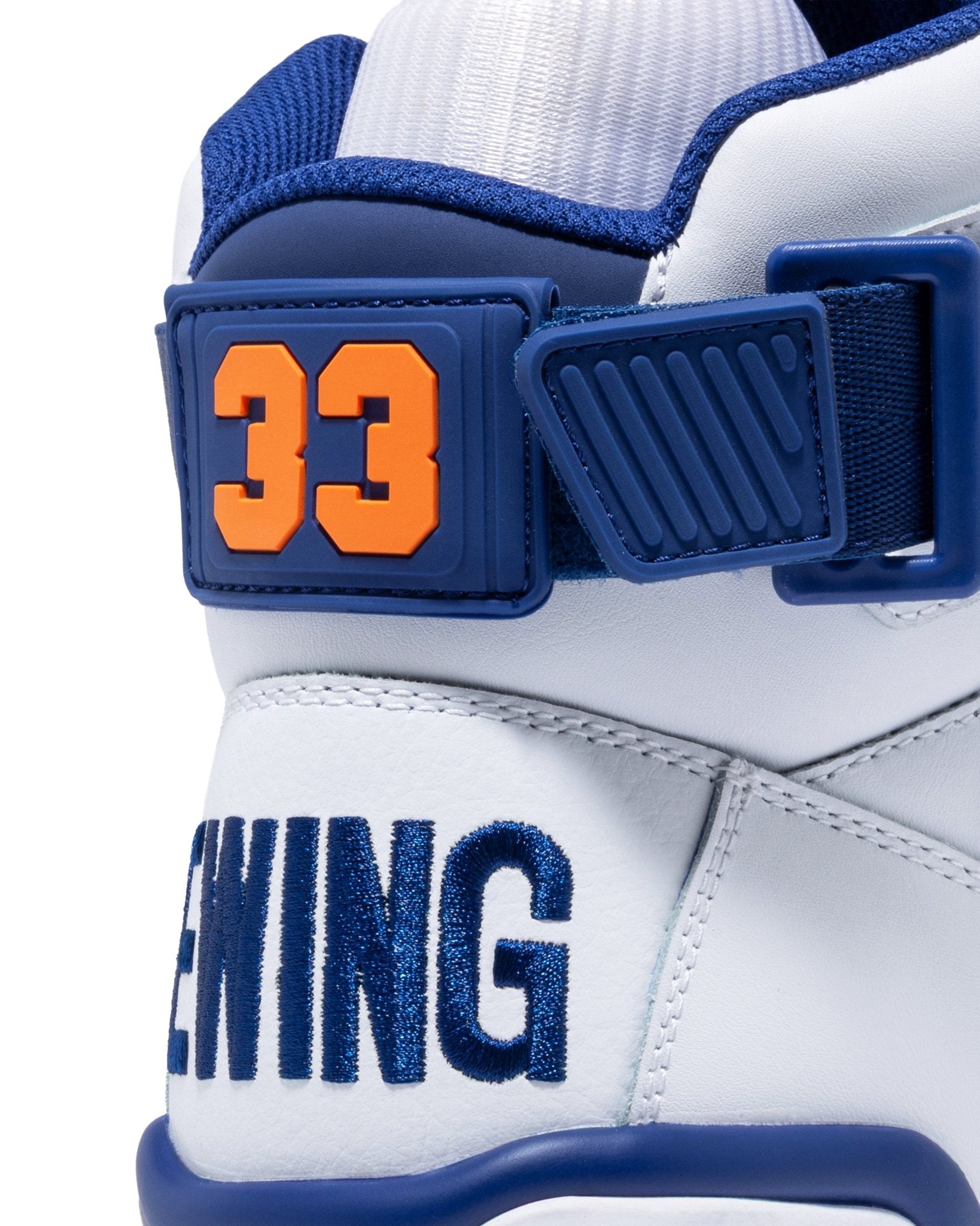 The 33 Hi Shoe | White, Royal, And Orange – Ewing Athletics