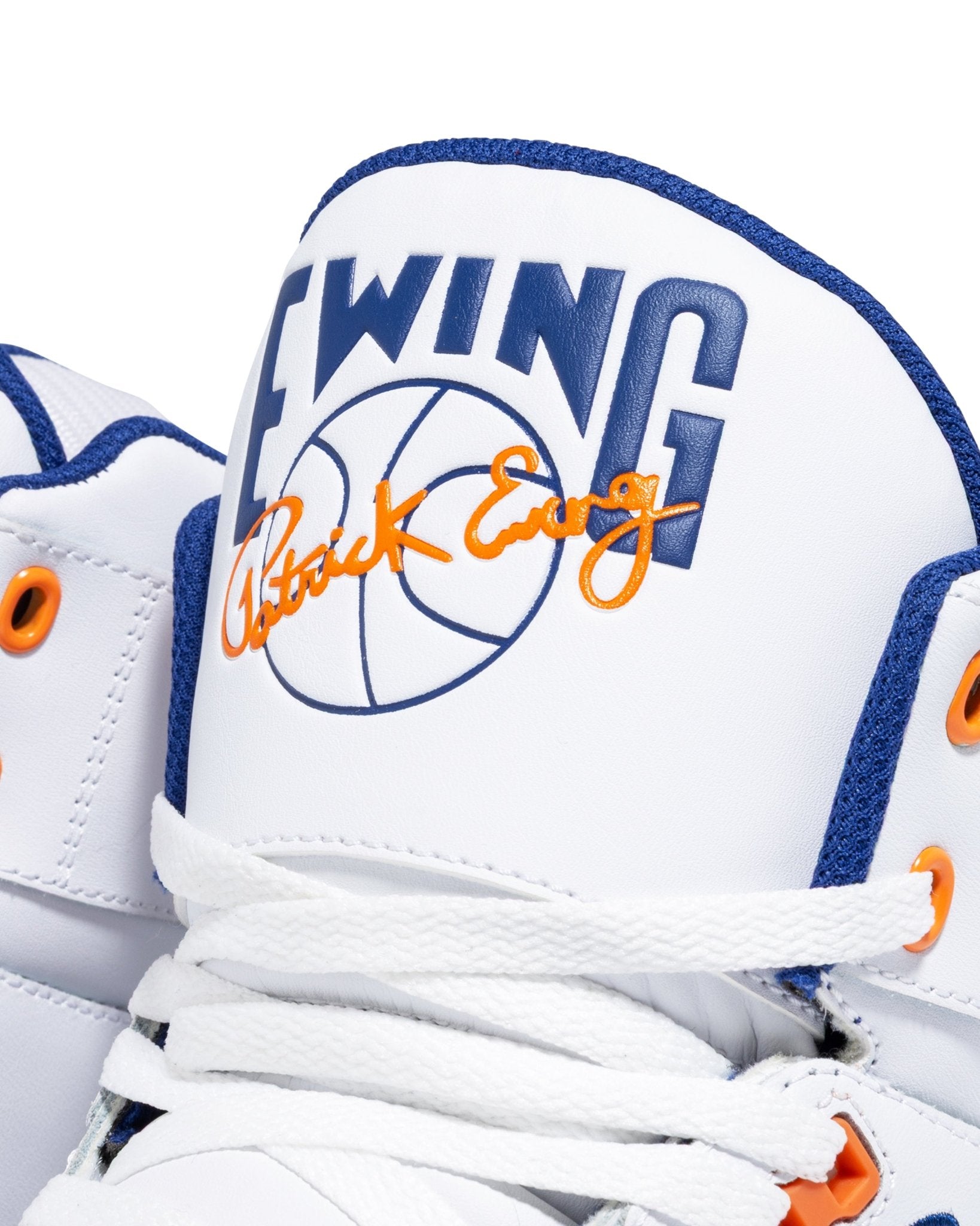 The 33 Hi Shoe | White, Royal, And Orange – Ewing Athletics
