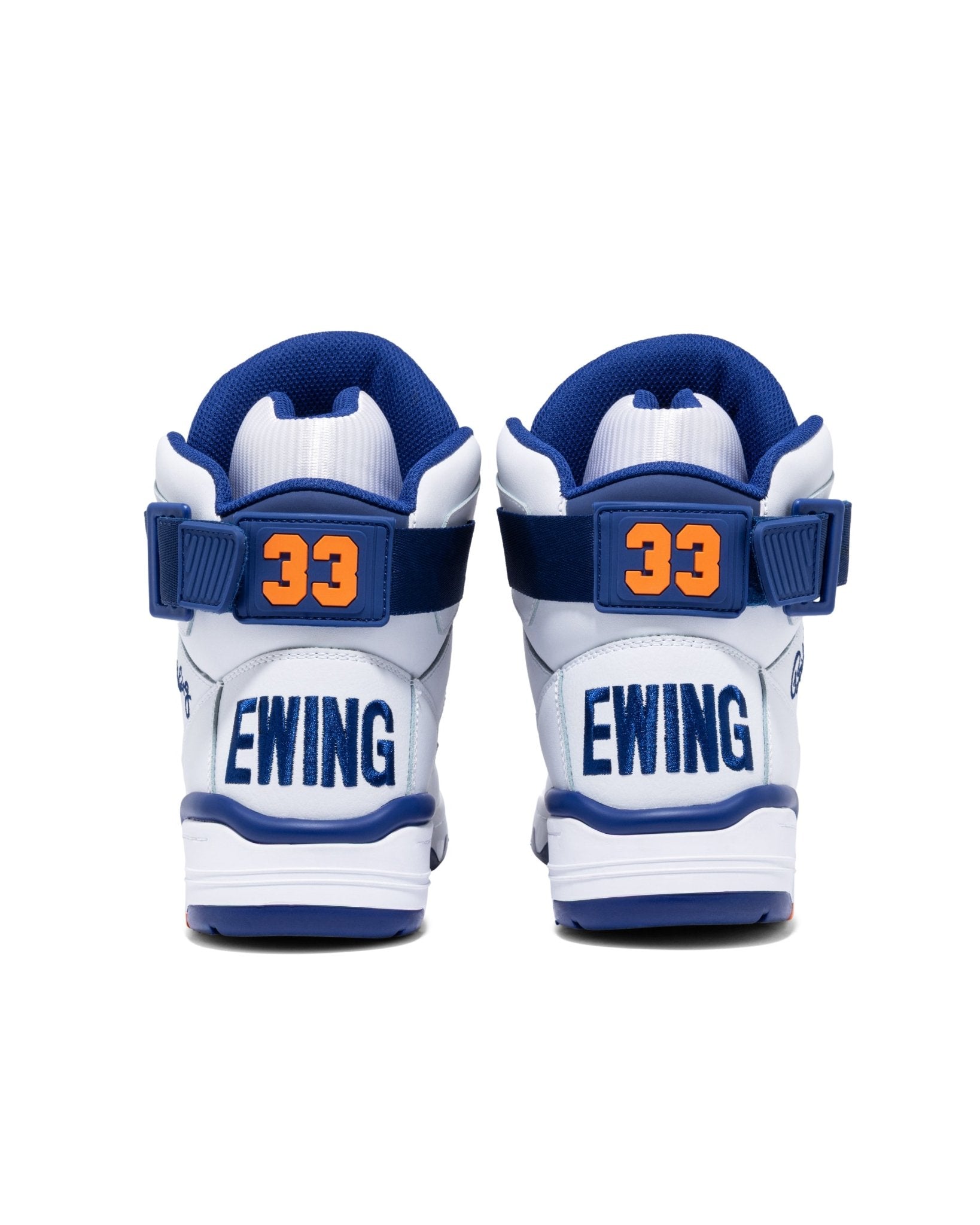 The 33 Hi Shoe | White, Royal, And Orange – Ewing Athletics