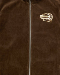 Velour Tracksuit Jacket & Pants Brown/Cream - Ewing Athletics