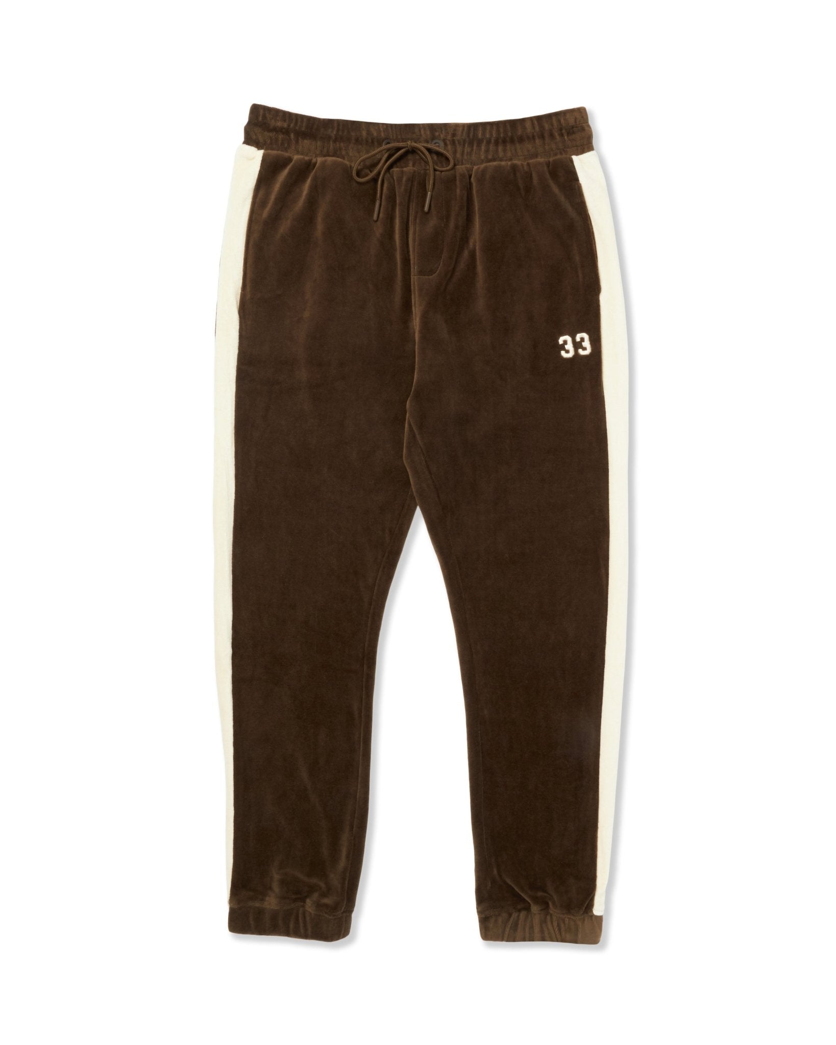 Velour Tracksuit Jacket & Pants Brown/Cream - Ewing Athletics